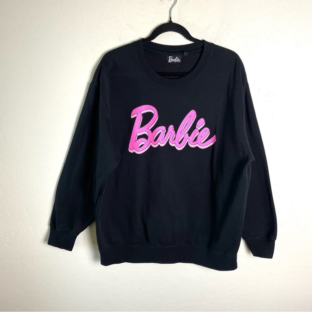 Barbie Y2K Barbie Core Black Pink Crewneck Sweatshirt Pullover Trendy XL - Picture 2 of 13